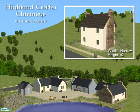 Sims 2 — Crofter Chimney (narrow - for 2-floor buildings) by Cyclonesue — A decorative chimney mesh to transform simple