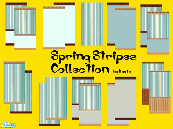 Sims 2 — Spring Stripes Collection by kaate — A set of 19 painted walls in spring colours. Perfect for kitchen, bathroom,