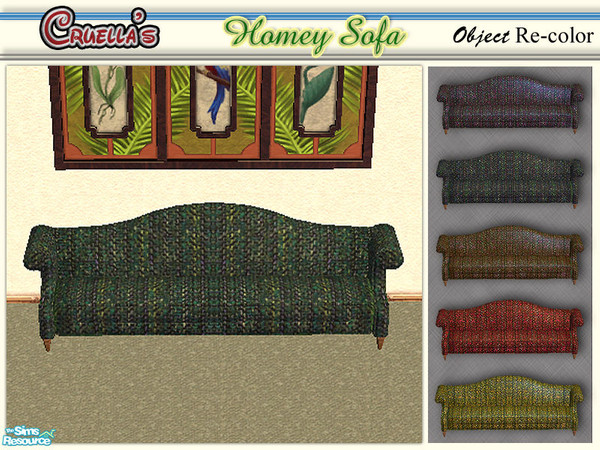 Sims 2 — am_HomeySofa by Cruella — Recolors of University\'s \"Wornable Sofa\".