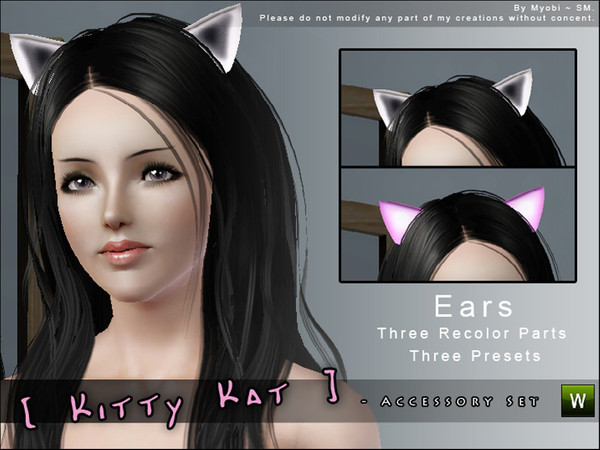 Sims 3 — [ Kitty Kat ] - Ears by Screaming_Mustard — A charming accessory set for your Sims to dress up in. ~ EARS ~