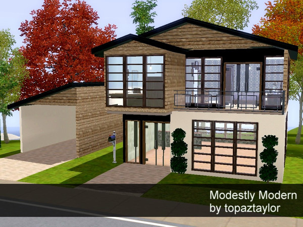 Sims 3 — Modestly Modern by topaztaylor — Modest bachelor pad for your sims. Open plan living downstairs (living area,