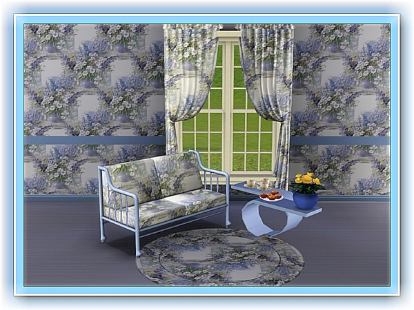 Sims 3 — marcorse_delphinium pattern by marcorse — Delicate and sweet, this wall decoration of blue and white delphiniums