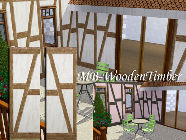 Sims 3 — MB-WoodenTimber by matomibotaki — MB-WoodenTimber, 2 walls with 2 recolorable areas, part of the -