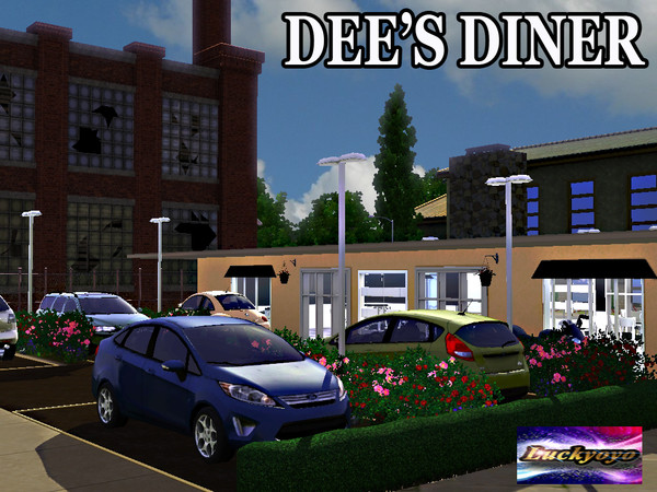 Sims 3 — Dee's Diner - By Luckyoyo. by luckyoyo — This lot has a coffee bar at one end and 2 drinks bars at the other,