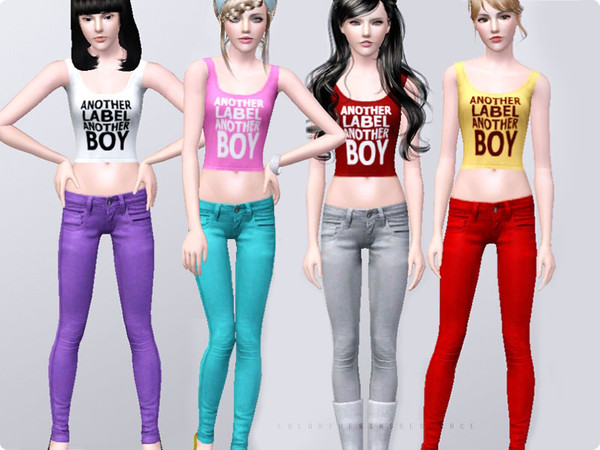 Sims 3 — Gee by Lolahh162 — TOP AND JEANS SET BOTH ARE RECOLORABLE EVERYDAY AND FORMAL GAME MESHES
