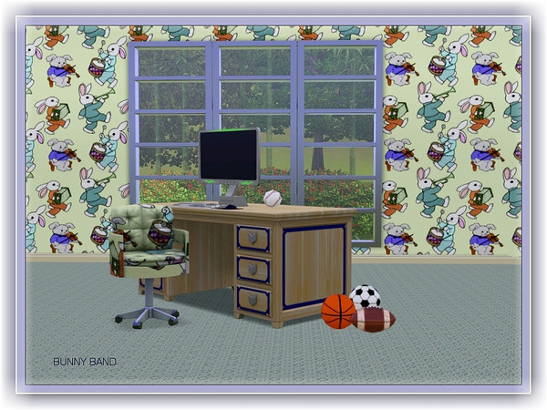 Sims 3 — bunny band pattern by marcorse — Little boy rabbits in a marching band . . apart from the tired fiddler, who