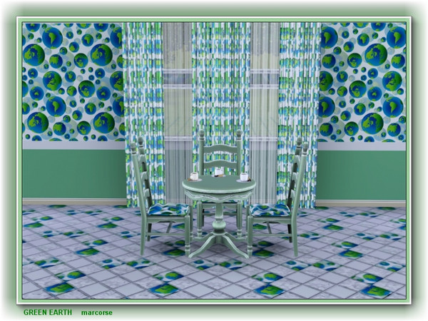 Sims 3 — green earth pattern by marcorse — Green earth features multiple images of symbolic earth globes in green and