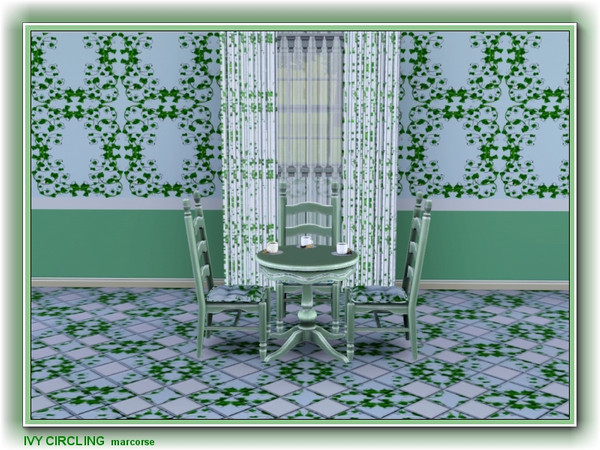 Sims 3 — ivy circling pattern by marcorse — Circlets of delicate ivy leaves were used to create this pretty green and