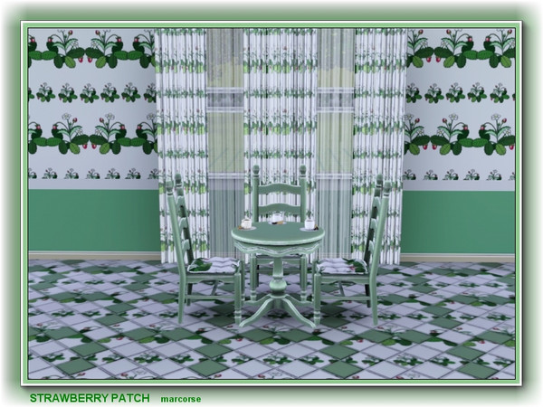 Sims 3 — strawberry patch pattern by marcorse — Ripe red strawberries, green leaves and white flowers . . visit a