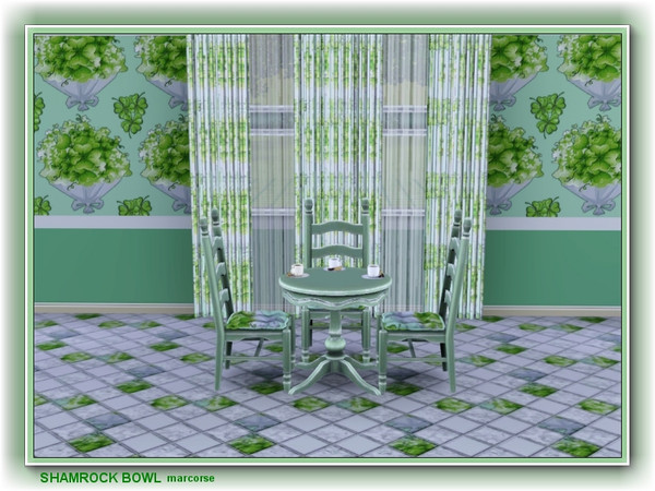Sims 3 — shamrock bowl pattern by marcorse — Pretty in shades of green and white, this bowl of shamrock leaves will