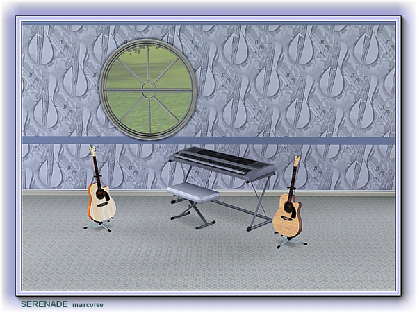 Sims 3 — Serenade pattern by marcorse — A single guitar and some musical notes were used to create Serenade.