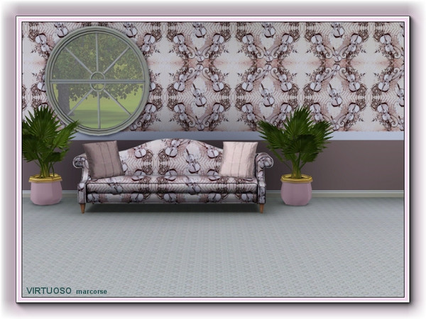 Sims 3 — Virtuosa pattern by marcorse — Another violin pattern, this one in a circular design, with added leaves and