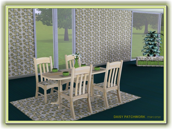 Sims 3 — Daisy Patchwork pattern by marcorse — An irregular patchwork design featuring daisy shapes and squares