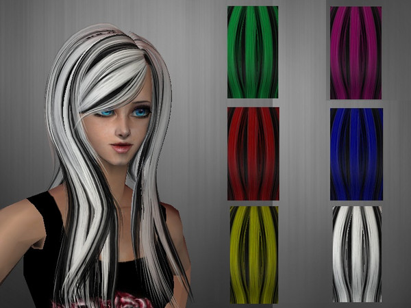 Sims 2 — Coloured Streaked Hair Collection by staceylynmay2 — Six streaked coloured hair with black. Thanks to CoolSims
