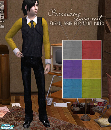 Sims 2 — Vested Formal Outfits for Adult Males by aikea_guinea — Set includes vested formal wear in six different shirt