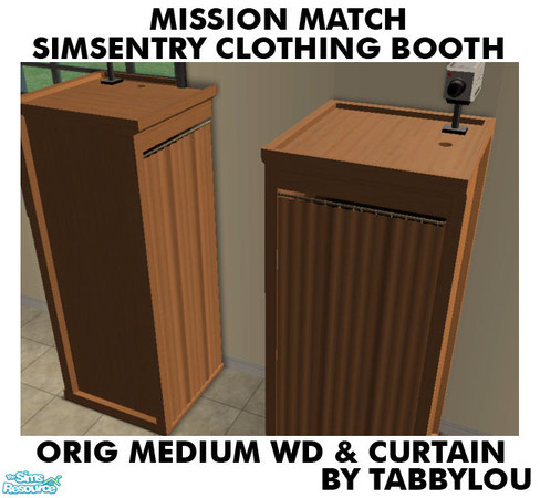 Sims 2 — TL - MM SimSentryClothingBooth OrigMedAllWd by TabbyLou — Maxis Original Medium Wood & Curtain in Recolor of