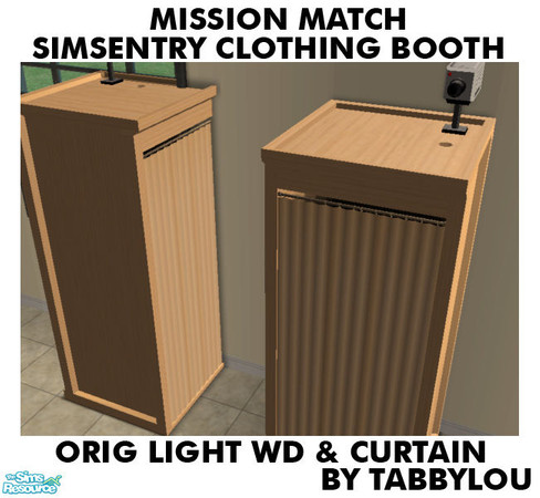 Sims 2 — TL - MM SimSentryClothingBooth OrigLightAllWd by TabbyLou — Maxis Original Light Wood & Curtain in Recolor