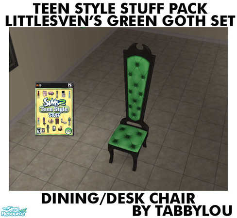 Sims 2 — TL - TSSP Goth LittleSven Green Desk Chair by TabbyLou — Dining/Desk Chair for request from LittleSven to do a