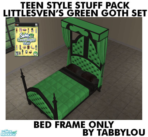 Sims 2 — TL - TSSP Goth LittleSven Green BedFrame by TabbyLou — BedFrame for request from LittleSven to do a green