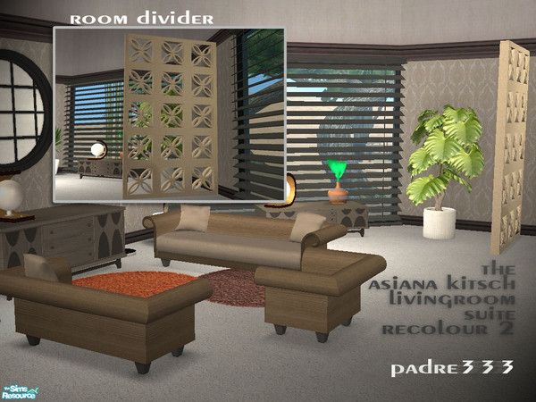 Sims 2 — Asiana Kitsch Recol 03 - Padre Asiana Room-divider Recol003 by Padre — Asiana kitsch in light timbers, medium