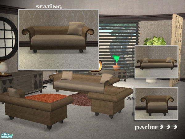 Sims 2 — Asiana Kitsch Recol 03 - Padre Asiana Seating Recol003 by Padre — Asiana kitsch in light timbers, medium brown