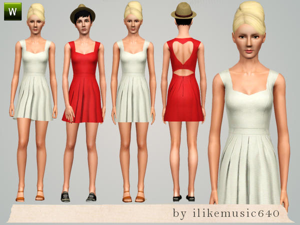 Sims 3 — Heart Cutout Dress AF by ILikeMusic640 — recolorable. default is red or white