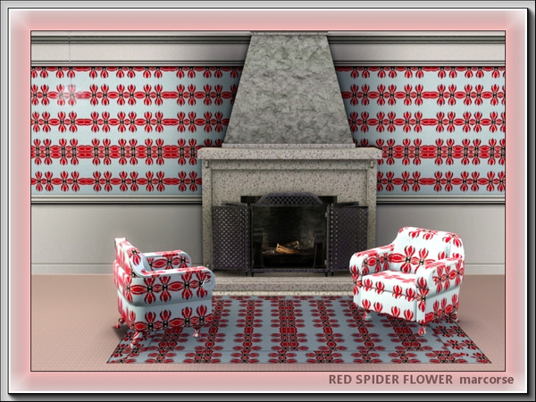 Sims 3 — Red Spider Flower pattern by marcorse — A stylised red flower, somewhat resembling a narrow spider.