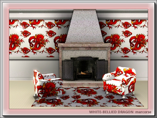 Sims 3 — White-bellied Dragon pattern by marcorse — Looks fierce, doesn't he? . . .this white-bellied red dragon