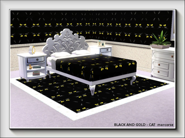 Sims 3 — Black and Gold - Cat pattern by marcorse — A golden-eyed cat face on black background in a simple mirror repeat