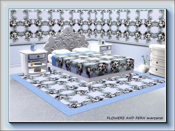 Sims 3 — Flowers and Fern pattern by marcorse — Flower posies and fern decoration in a square, regular repeat.