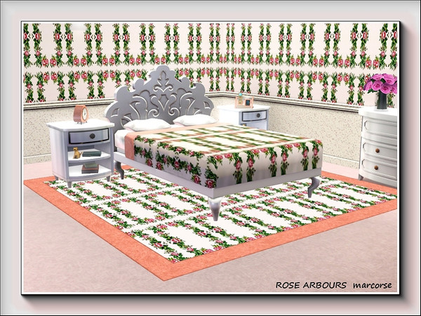 Sims 3 — Rose Arbours pattern by marcorse — Pink roses and green leaves in an arbour-style repeat.