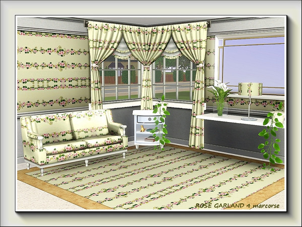 Sims 3 — Rose Garland 4 pattern by marcorse — A small scale floral pattern featuring a rose garland embellished with