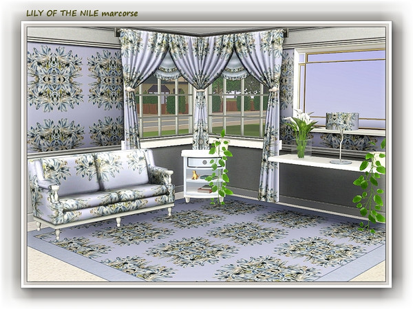 Sims 3 — Lily of the Nile pattern by marcorse — The beautiful Nile Lily [agapanthus] in a stylised floral pattern.