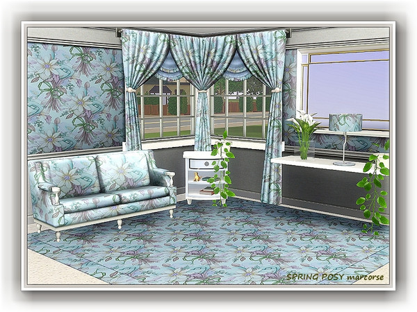 Sims 3 — Spring Posy pattern by marcorse — A pretty and delicate posy arrangement of daisies, rosebuds and a bow in a