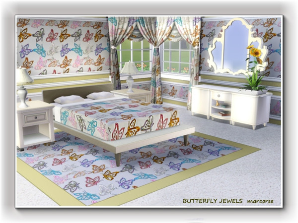 Sims 3 — Butterfly Jewels pattern by marcorse — A flight of jewelled butterflies in a simple repeat.