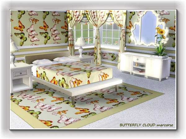 Sims 3 — Butterfly Cloud pattern by marcorse — A trio of butterflies, in a variety of sizes, in a random repeat pattern.