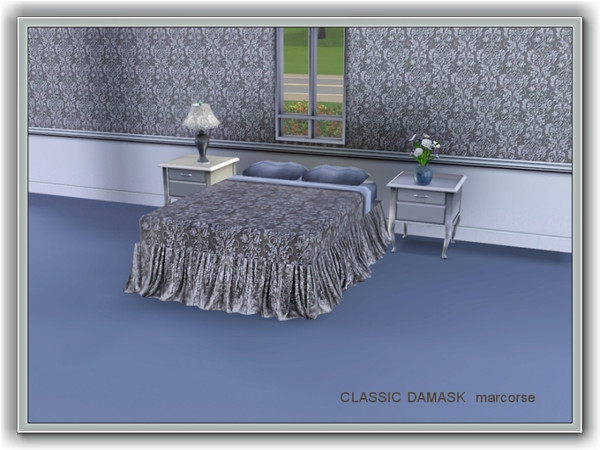 Sims 3 — Classic Damask pattern by marcorse — A classic damask design in white on grey.