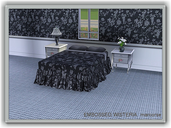 Sims 3 — Wisteria pattern by marcorse — Another classic treatment - wisteria and passion flowers in two shades of grey.