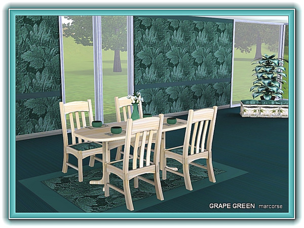 Sims 3 — Grape Green pattern by marcorse — Classic grape leaf wallpaper design in shades of green.