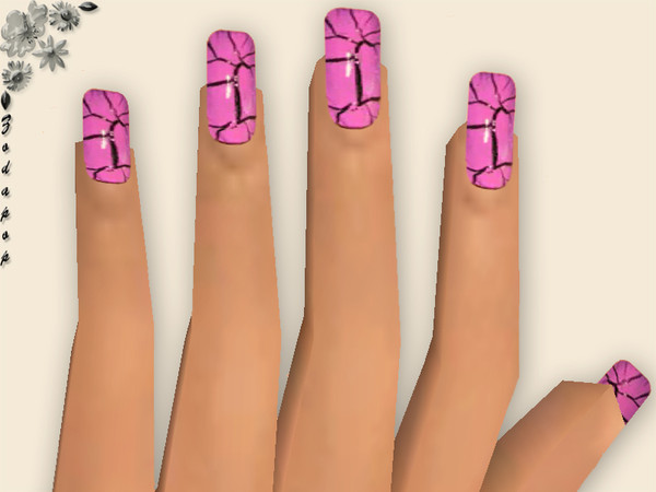 Sims 2 — Nails 16 - 6 - Fuchsia by zodapop — Fuchsia crackle nails.