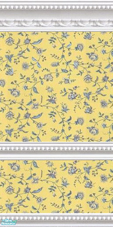 Sims 2 — jsf2WMBGRPetitFleursDuo by jsf — A wainscotted presentation of a country french look in scattered blue and aqua