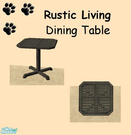 Sims 2 — Black Leather  Rustic Living Set - Black Ouside Dining Table by MinnieMinPin — 