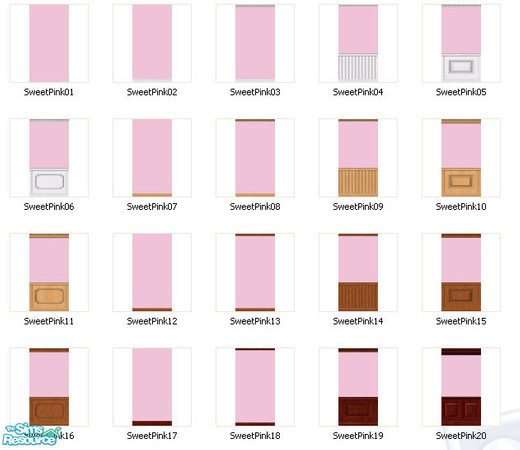 Sims 2 — Sweet Pink by gil_shalos — A set of 20 walls painted Sweet Pink(from the Dulux paint range)with a variety of