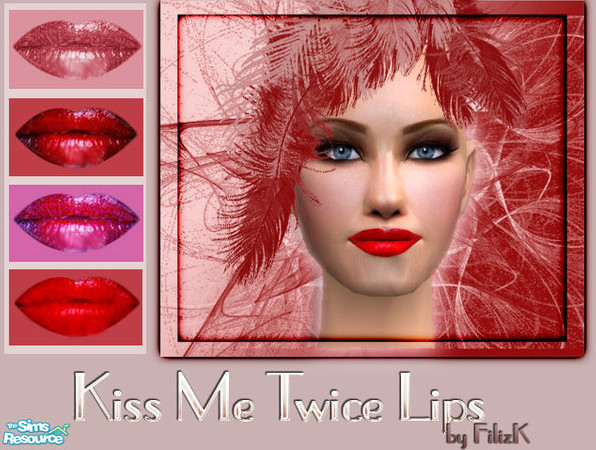 Sims 2 — Kiss Me Twice Lips by filizk — 4 lipsticks to glam your sims. 
