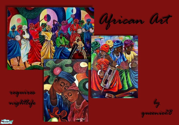 Sims 2 — African Art by queenie28 — Beautiful African art paintings. These are recolors of the Pineapple, Cantankerous