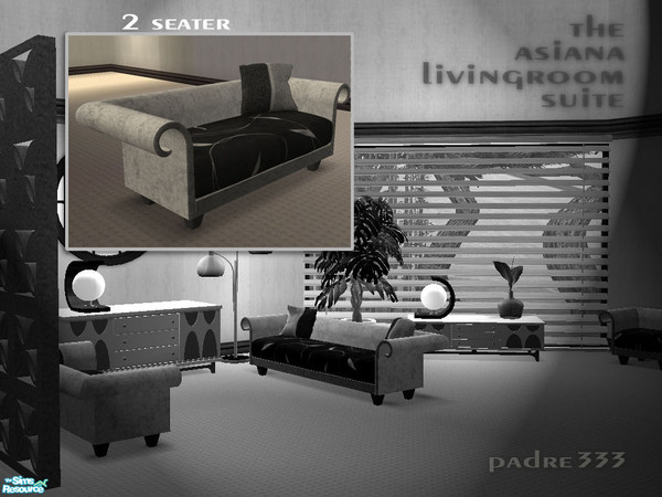 Sims 2 — Asiana Kitch Lounge - Asiana Kitsch 2 Seater by Padre — A new livingroom set with an asian-kitsch feel. Most