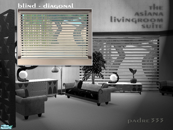Sims 2 — Asiana Kitch Lounge - Asiana Kitsch Blinds Diag. by Padre — A new livingroom set with an asian-kitsch feel. Most
