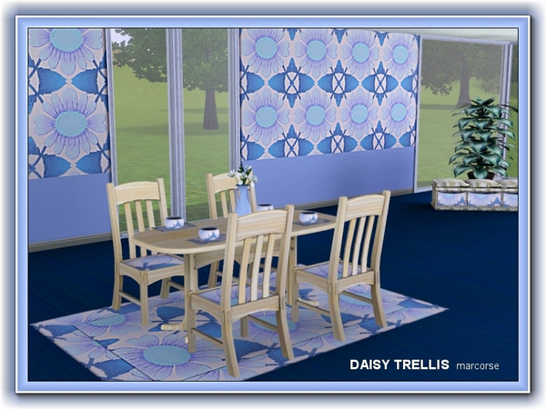 Sims 3 — Daisy Trellis pattern by marcorse — A big, bold daisy in a big bold trellis pattern.