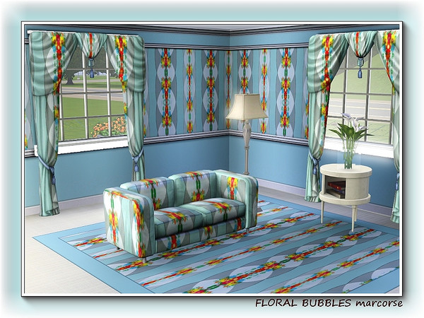 Sims 3 — Floral Bubbles pattern by marcorse — A decorative pattern featuring floral shapes resembling bubbles rising.