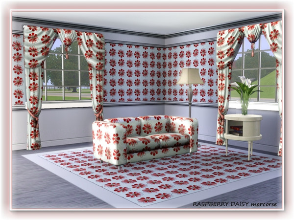 Sims 3 — Raspberry Daisy pattern by marcorse — Small daisy shapes in an almost stained glass style, in a random allover
